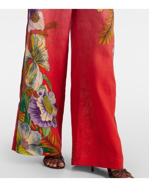 ALÉMAIS Red Inez Ombre Linen Wide-Leg Pants
