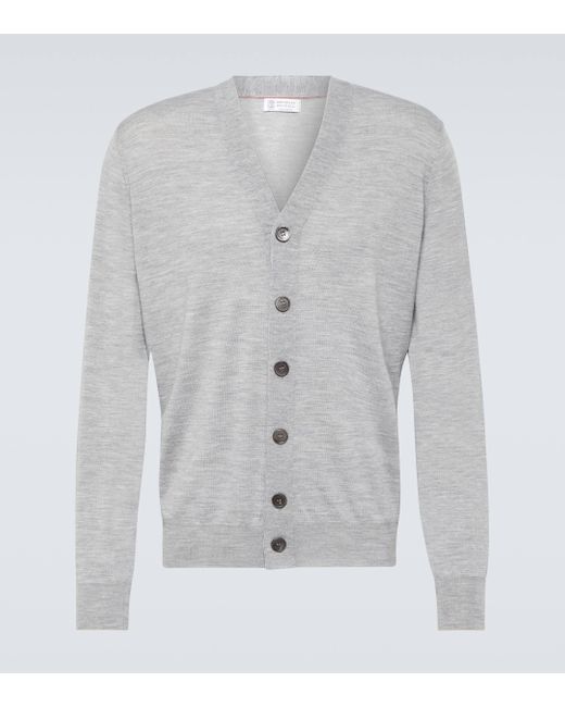 Brunello Cucinelli Gray Wool And Cashmere Cardigan for men