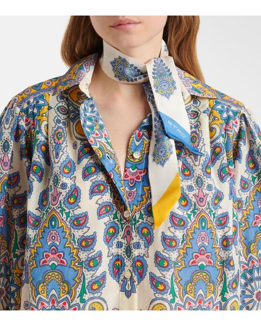 Etro Blue Bedrucktes Tuch Aus Seide