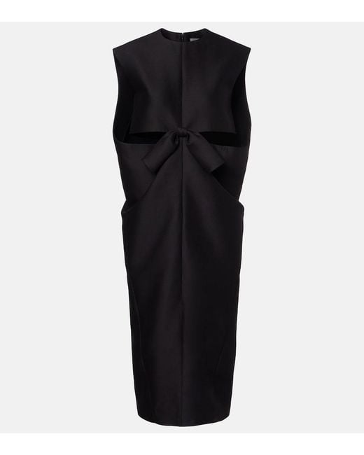 Balenciaga Black Cutout Crepe Satin Midi Dress