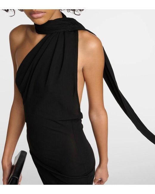 Alex Perry Black Scarf-Detail Open-Back Jersey Minidress