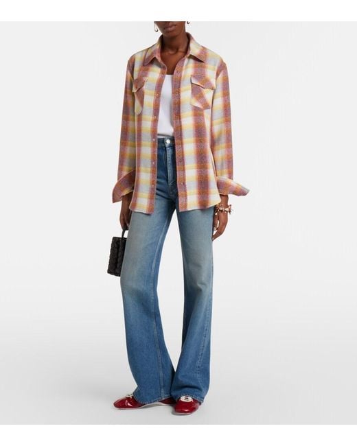 God's True Cashmere Pink Rose Blume Cashmere Shirt With Sunstone