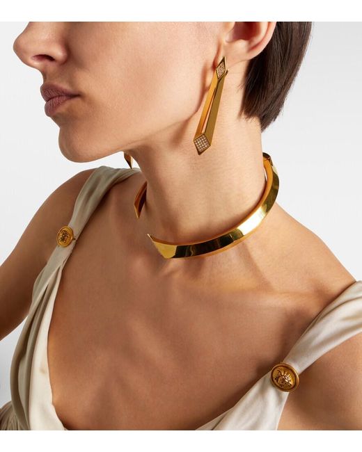Versace Metallic Ohrringe Mit Kristallen