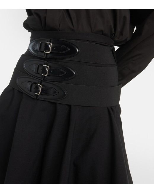 Alaïa Black Belted Wool Miniskirt