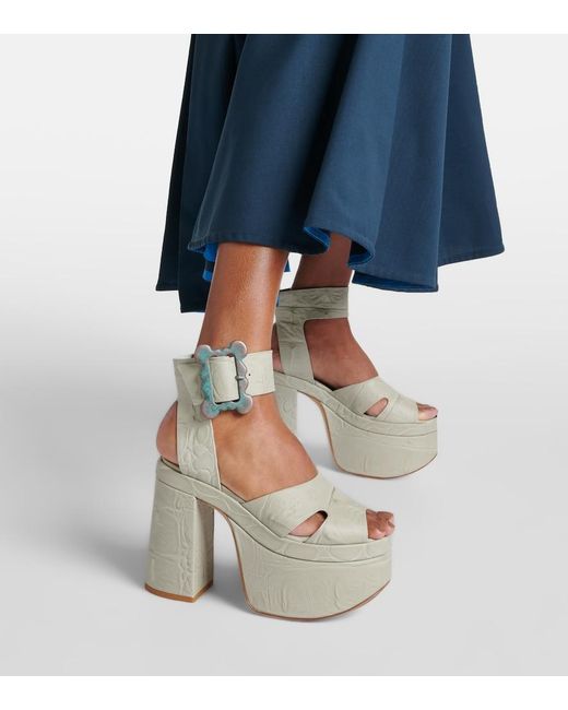Vivienne Westwood Green Olde London Croc-Effect Leather Platform Sandals