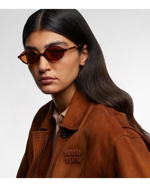 Miu Miu Brown Miu Regard Oval Sunglasses