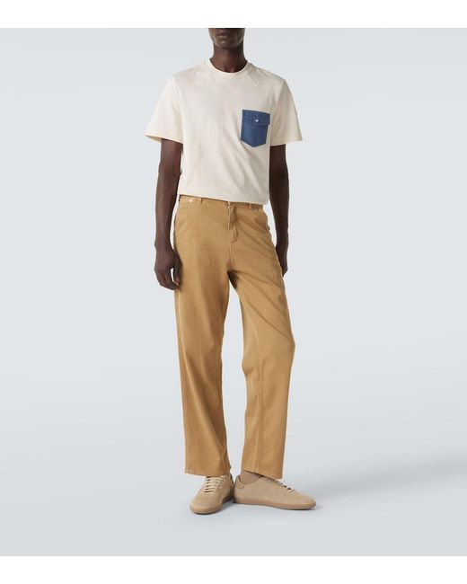 Moncler White Denim-Trimmed Cotton Jersey T-Shirt for men