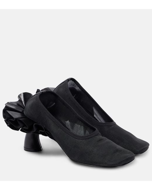 Dries Van Noten Black Pumps Aus Mesh Mit Leder