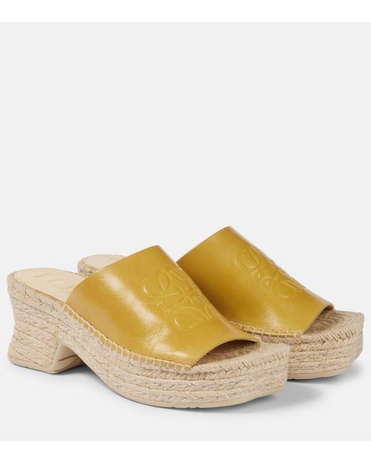 Loewe Yellow Petal Anagram Leather Espadrille Wedges