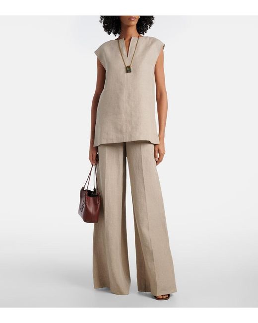 Max Mara Natural Colombo Linen Top