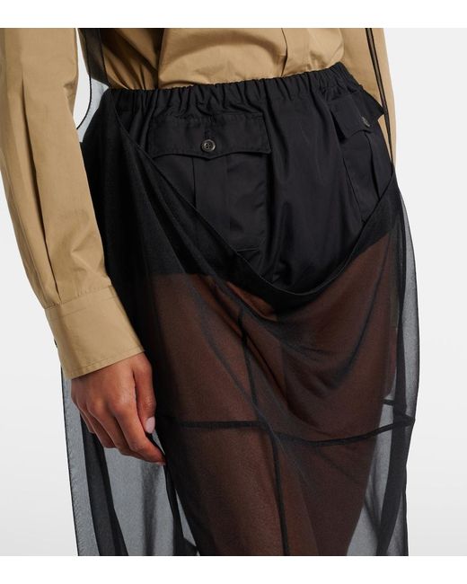 Prada Gray Sheer Midi Skirt