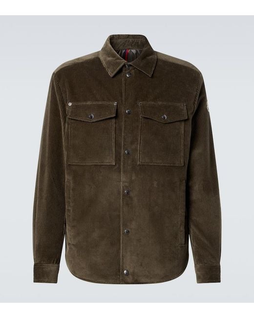 Moncler Green Ambroisie Cotton Corduroy Down Jacket for men