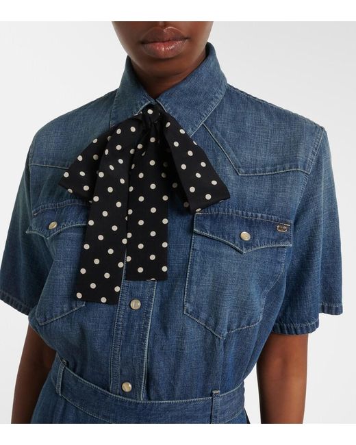 Valentino Blue Belted Denim Polo Dress