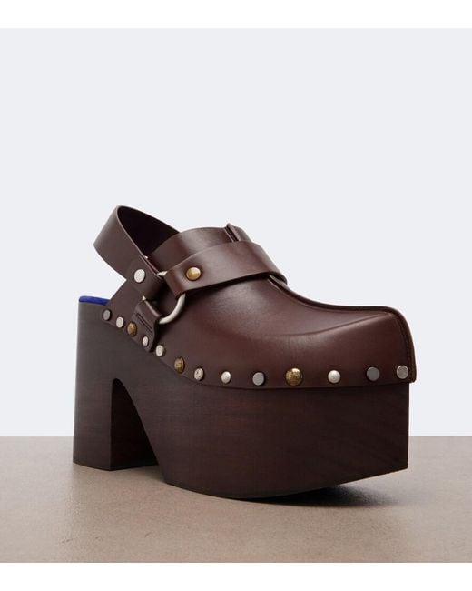 Chloé Brown Talis Leather Platform Clogs