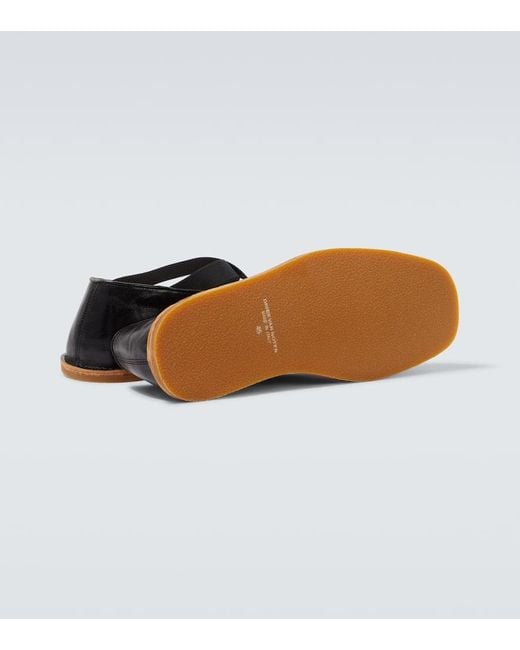 Dries Van Noten Black Leather Slip-On Shoes for men