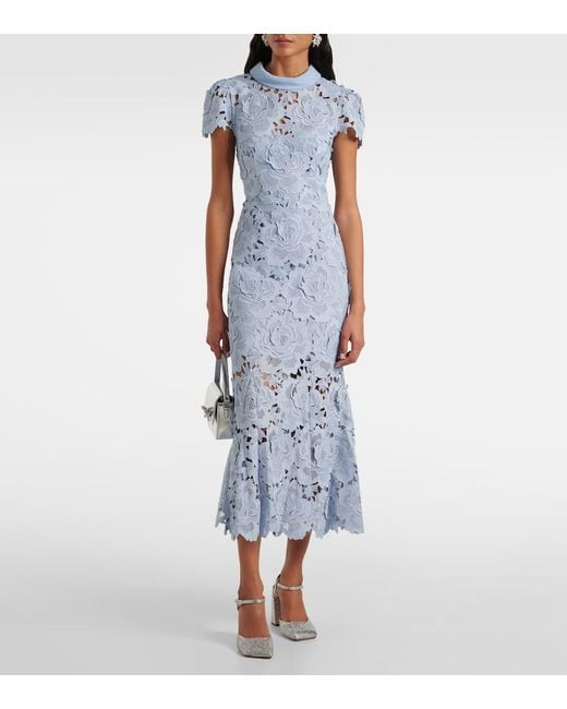 Self-Portrait Blue Floral Lace Cocktail Dress