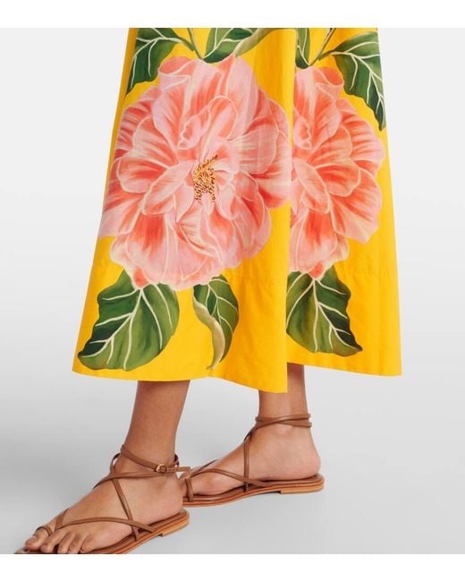 Jupe Midi Spring Amakeret En Coton A Fleurs Farm Rio en coloris Yellow