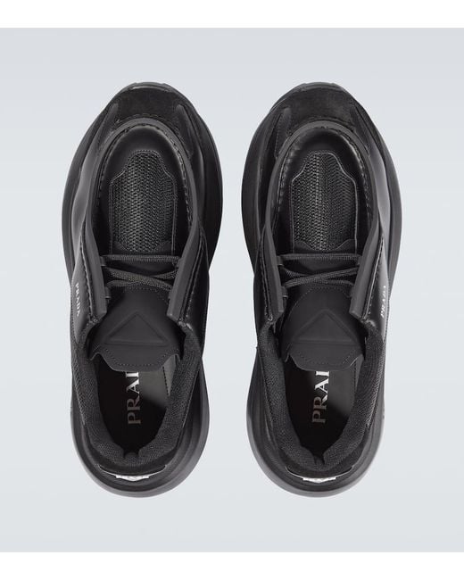 Zapatillas Systeme de piel Prada de hombre de color Black