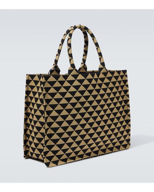 Prada Metallic Symbole Leather-Trimmed Tote Bag for men