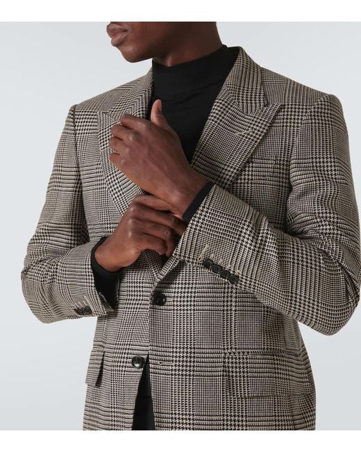 Tom Ford Blazer Shelton Aus Wolle, Seide Und Leinen in Brown für Herren
