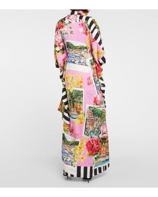 Dolce & Gabbana White Portofino Printed Silk-blend Kimono