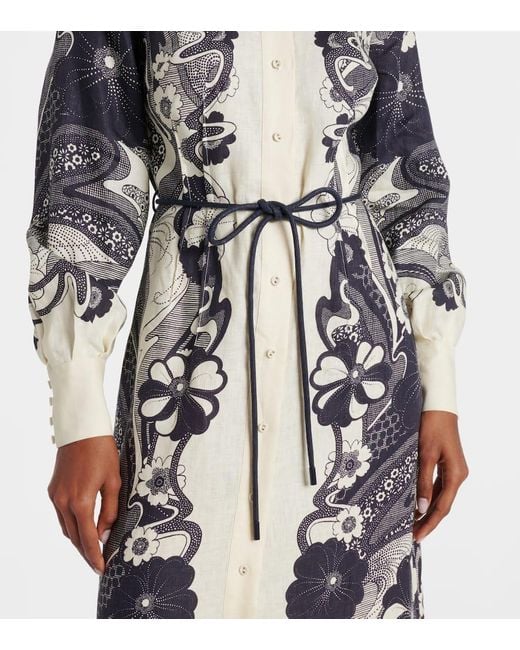 ALÉMAIS White Mickey Printed Linen Shirt Dress