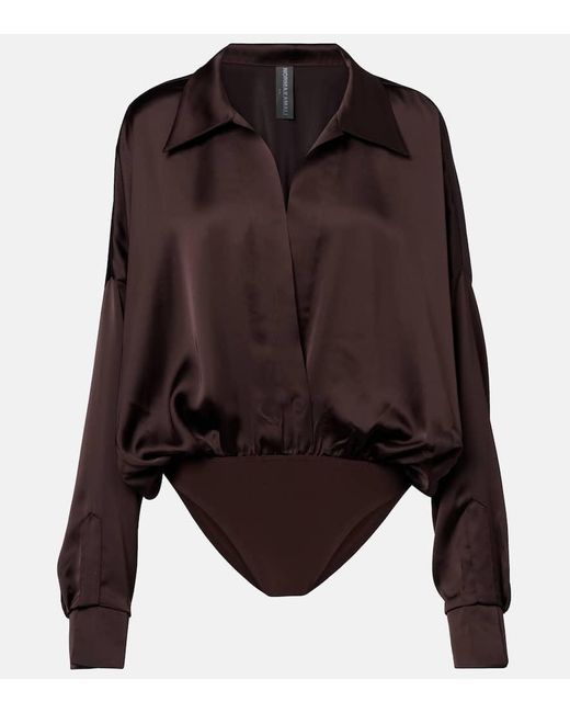 Norma Kamali Brown Body Aus Satin