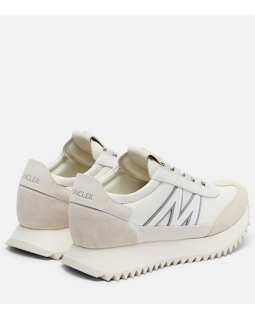 Moncler White Pacey2 Suede-Trimmed Sneakers