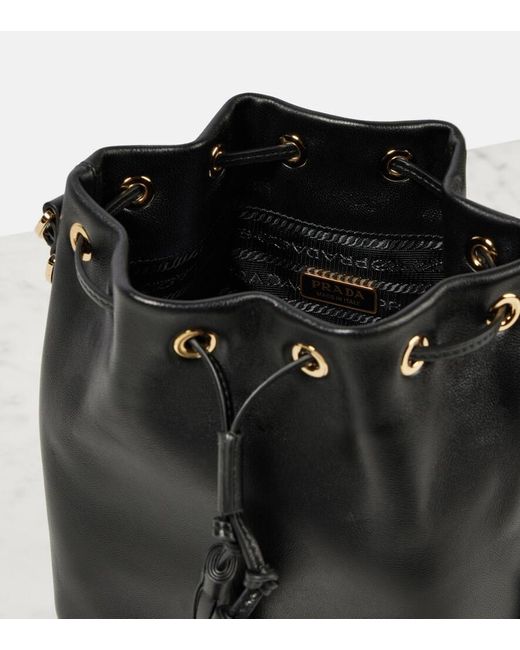 Prada Black Bucket Bag Small Aus Leder