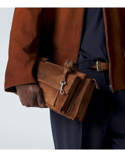 Miu Miu Brown Utilitaire Suede Tote Bag for men