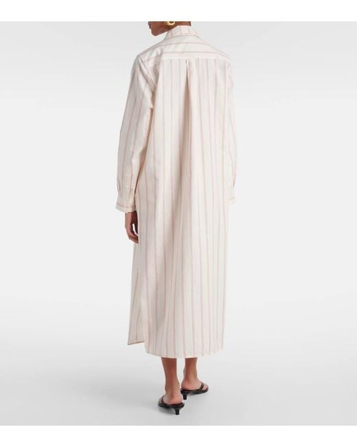 Totême  Natural Striped Cotton And Silk Shirt Dress