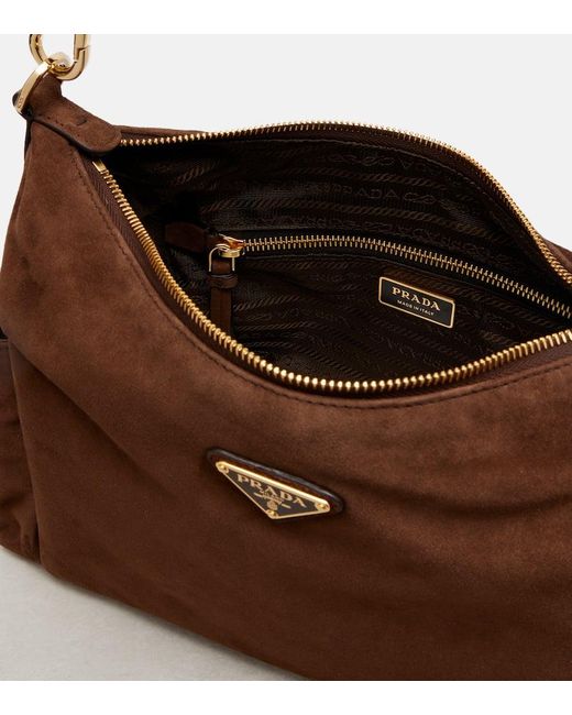 Prada Brown Explore Large Suede Shoulder Bag