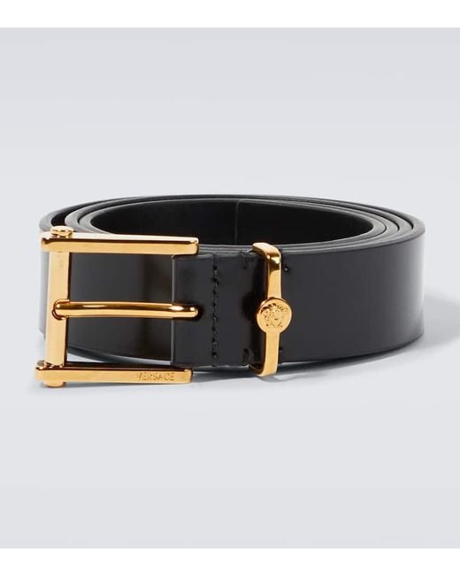Versace Black Column Leather Belt for men