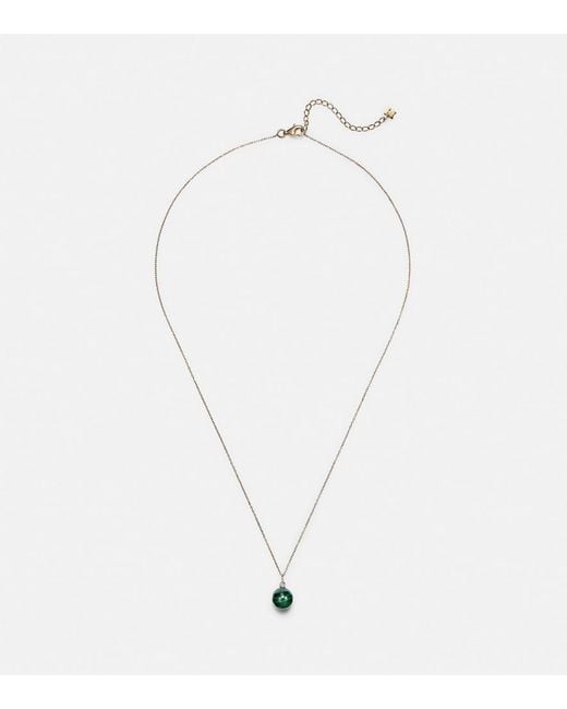 Mateo White 14Kt Dot Necklace With Malachite And Diamond