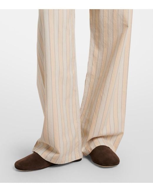 Maison Margiela Natural Striped Cotton Wide-Leg Pants