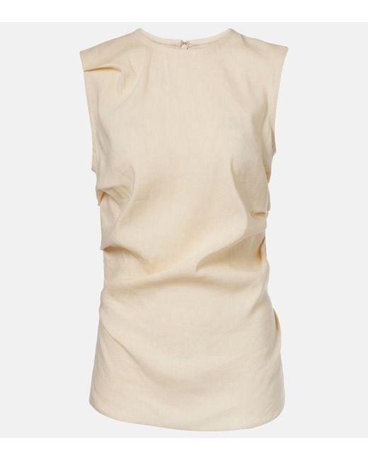 Proenza Schouler Natural Label Anoushka Ruched Linen-Blend Top