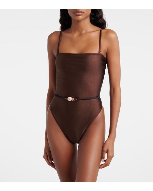 SAME Brown Beaded Swimsuit
