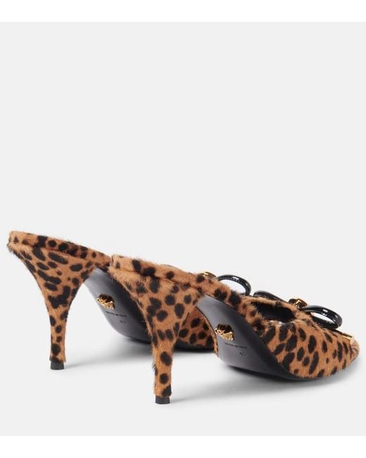 Mules Leopard Opera Bow 95 Versace en coloris Brown