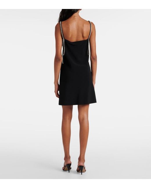 Sportmax Black Abetone1234 Embellished Cady Slip Dress