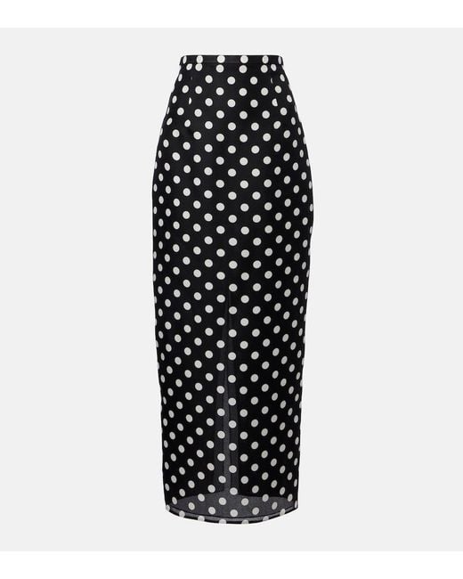 Khaite Black Winton Polka-Dot High-Rise Silk Maxi Skirt