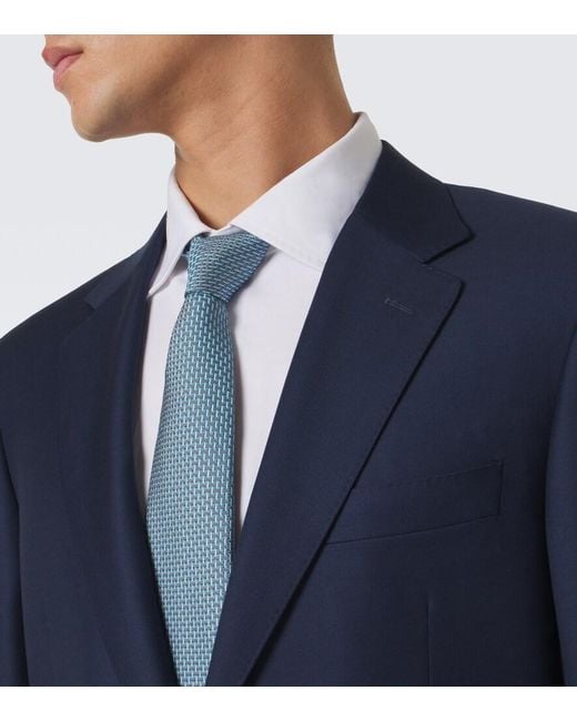 Brioni Blue Silk Jacquard Tie for men