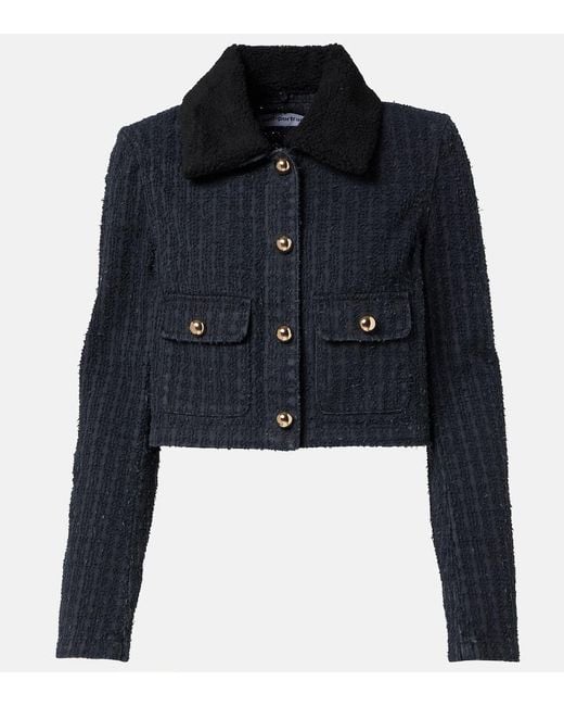 Self-Portrait Blue Embellished Cropped Denim Jacket