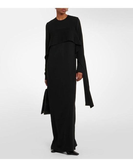 Vestido Largo De Cady Drapeado Totême de color Black
