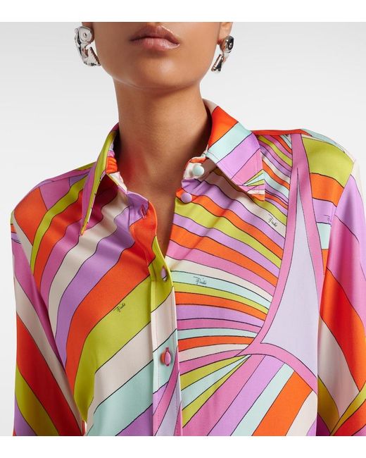 Emilio Pucci Pink Iride Satin Jersey Shirt