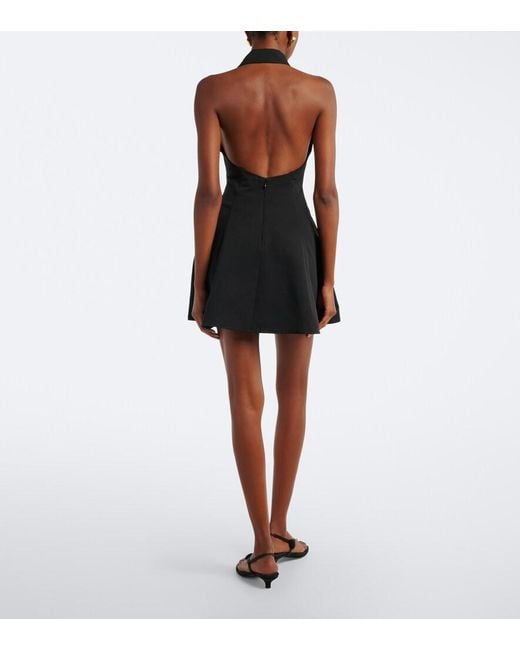 Staud Black Stella Halterneck Cotton-Blend Minidress