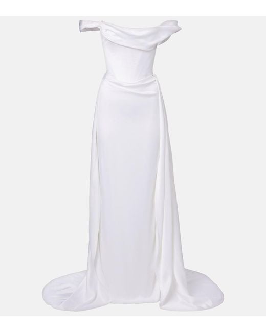 Vivienne Westwood White Bridal Nova Grace Satin Bustier Gown