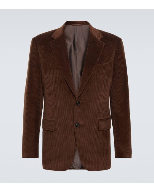 Canali Brown Cotton And Cashmere Corduroy Blazer for men