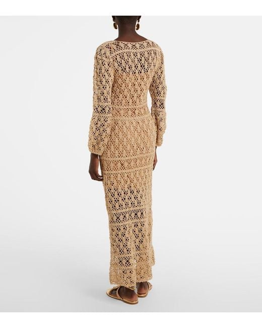 Anna Kosturova Natural Bianca Cotton Crochet Maxi Dress