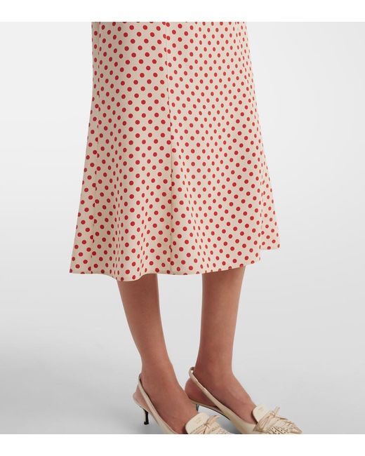 Prada Pink Scarf-Detail Polka-Dot Silk Midi Dress