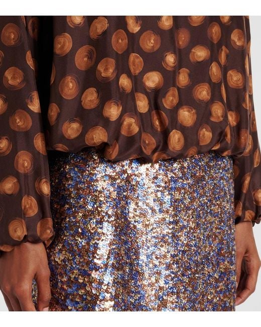 Dries Van Noten Brown Printed Satin Blouse